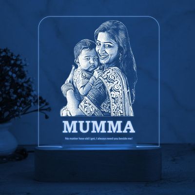 Personalized Mom Daughter Photo Night Lamp with Multicolored Light Customized Photo Birthday Memorable Gift for Mom Daughter & Son